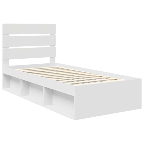 vidaXL Rám postele Biela 100 x 200 cm Masívne borovicové drevo – Obrázok 4