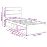 vidaXL Rám postele Čierna 100 x 200 cm Masívne borovicové drevo – Obrázok 13