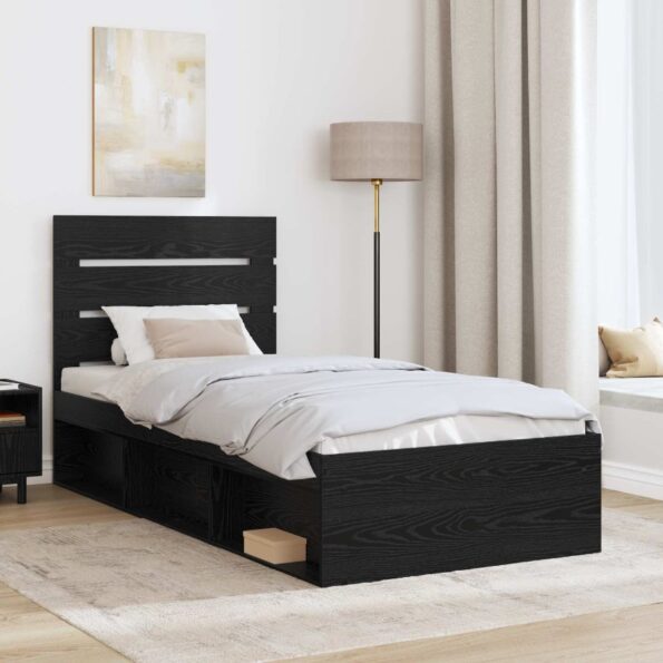 vidaXL Rám postele Čierna 100 x 200 cm Masívne borovicové drevo – Obrázok 3