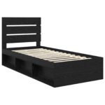 vidaXL Rám postele Čierna 100 x 200 cm Masívne borovicové drevo – Obrázok 4
