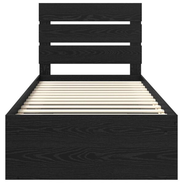 vidaXL Rám postele Čierna 100 x 200 cm Masívne borovicové drevo – Obrázok 7