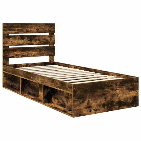 vidaXL Rám postele Dymová dub 100 x 200 cm Masívne borovicové drevo – Obrázok 4