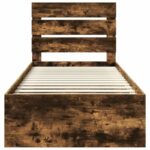 vidaXL Rám postele Dymová dub 100 x 200 cm Masívne borovicové drevo – Obrázok 7