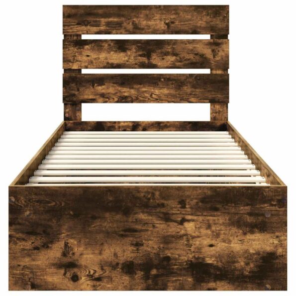 vidaXL Rám postele Dymová dub 100 x 200 cm Masívne borovicové drevo – Obrázok 7