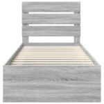 vidaXL Rám postele Sivý Sonoma 100 x 200 cm Masívne borovicové drevo – Obrázok 7