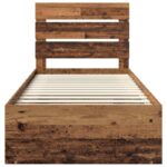 vidaXL Rám postele Staré drevo 100 x 200 cm Masívne borovicové drevo – Obrázok 7