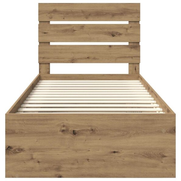 vidaXL Rám postele s čelnou doskou Remeselnícky dub 90 x 200 cm – Obrázok 7