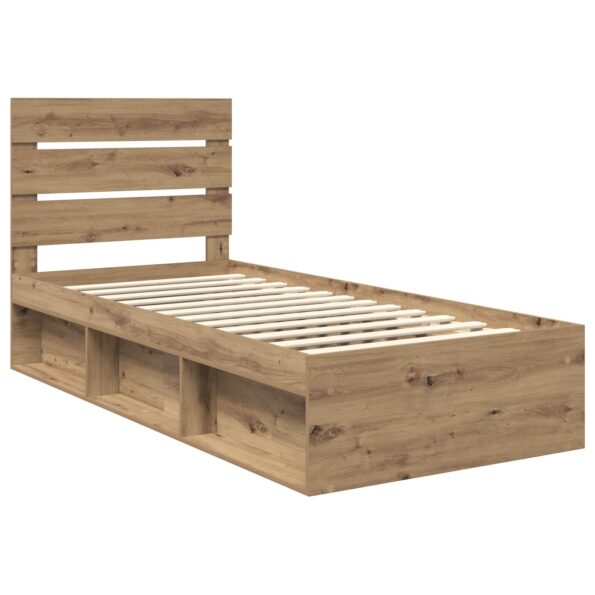 vidaXL Rám postele s čelnou doskou Remeselnícky dub 90 x 190 cm – Obrázok 4