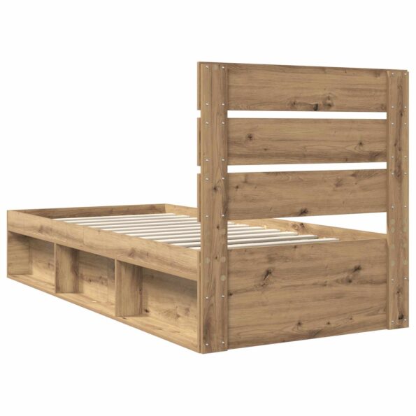 vidaXL Rám postele s čelnou doskou Remeselnícky dub 90 x 190 cm – Obrázok 9