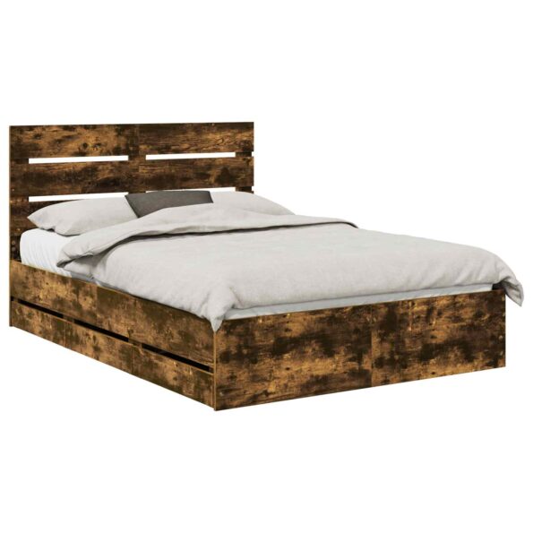 vidaXL Rám postele Dymová dub 160 x 200 cm Inžinierske drevo – Obrázok 2