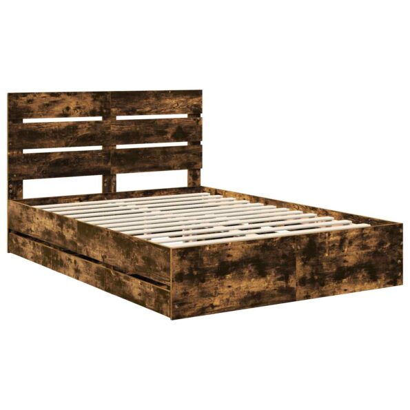 vidaXL Rám postele Dymová dub 150 x 200 cm Inžinierske drevo – Obrázok 4