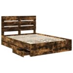 vidaXL Rám postele Dymová dub 150 x 200 cm Inžinierske drevo – Obrázok 5
