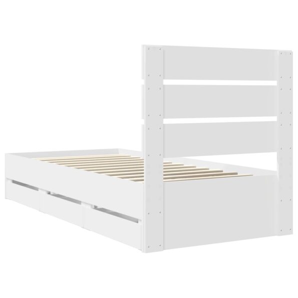 vidaXL Rám postele so zásuvkou Biela 100 x 200 cm Inžinierske drevo – Obrázok 10