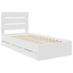 vidaXL Rám postele so zásuvkou Biela 100 x 200 cm Inžinierske drevo – Obrázok 4