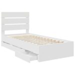 vidaXL Rám postele so zásuvkou Biela 100 x 200 cm Inžinierske drevo – Obrázok 5