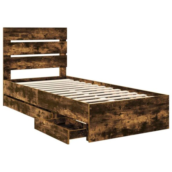 vidaXL Rám postele Dymová dub 90 x 200 cm Inžinierske drevo – Obrázok 5