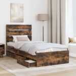 vidaXL Rám postele Dymová dub 75 x 190 cm Inžinierske drevo – Obrázok 3