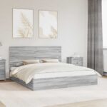 vidaXL Úložná posteľ Sivý Sonoma 200 x 200 cm Kompozitné drevo