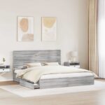 vidaXL Úložná posteľ Sivý Sonoma 200 x 200 cm Kompozitné drevo – Obrázok 3