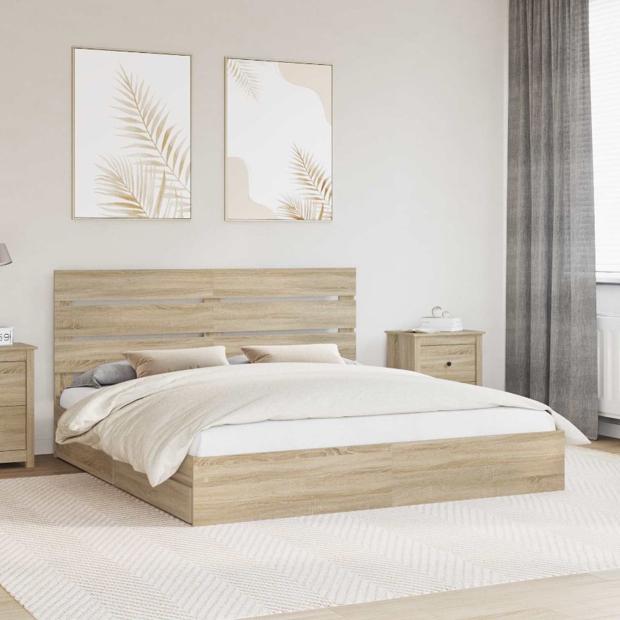3411879_1.jpg vidaXL Úložná posteľ Sonoma dub 180 x 200 cm Kompozitné drevo – Obrázok 1