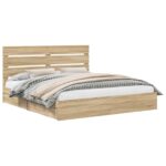 vidaXL Úložná posteľ Sonoma dub 180 x 200 cm Kompozitné drevo – Obrázok 2