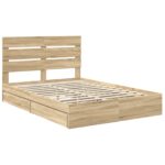 vidaXL Úložná posteľ Sonoma dub 150 x 200 cm Kompozitné drevo – Obrázok 4