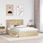 vidaXL Úložná posteľ Sonoma dub 140 x 190 cm Kompozitné drevo – Obrázok 3