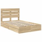 vidaXL Úložná posteľ Sonoma dub 135 x 190 cm Kompozitné drevo – Obrázok 4