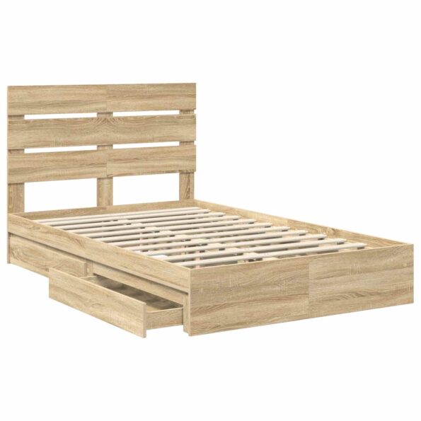 vidaXL Úložná posteľ Sonoma dub 135 x 190 cm Kompozitné drevo – Obrázok 5