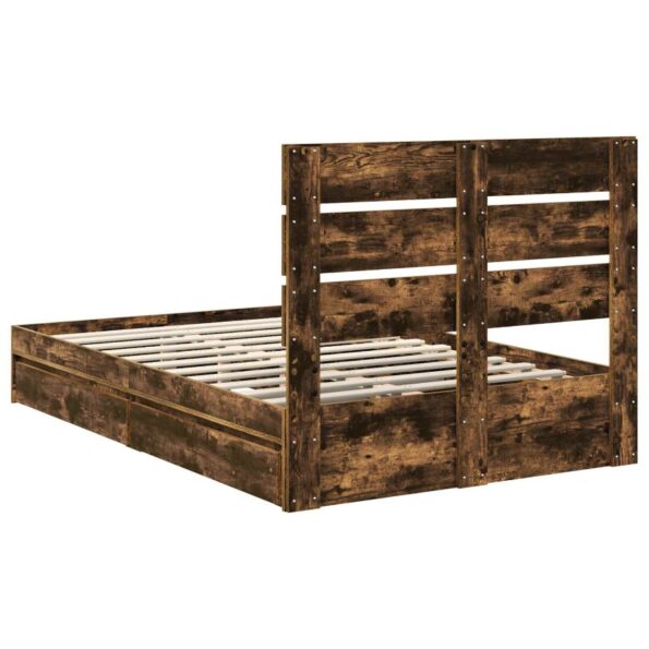 vidaXL Úložná posteľ Dymová dub 135 x 190 cm Kompozitné drevo – Obrázok 10