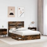 vidaXL Úložná posteľ Dymová dub 135 x 190 cm Kompozitné drevo – Obrázok 3