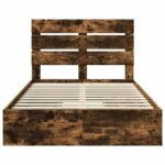 vidaXL Úložná posteľ Dymová dub 135 x 190 cm Kompozitné drevo – Obrázok 8