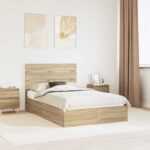 vidaXL Úložná posteľ Sonoma dub 120 x 200 cm Kompozitné drevo