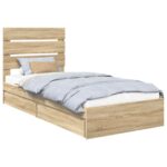 vidaXL Úložná posteľ Sonoma dub 100 x 200 cm Kompozitné drevo – Obrázok 2