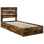 vidaXL Úložná posteľ Dymová dub 90 x 200 cm Kompozitné drevo – Obrázok 4
