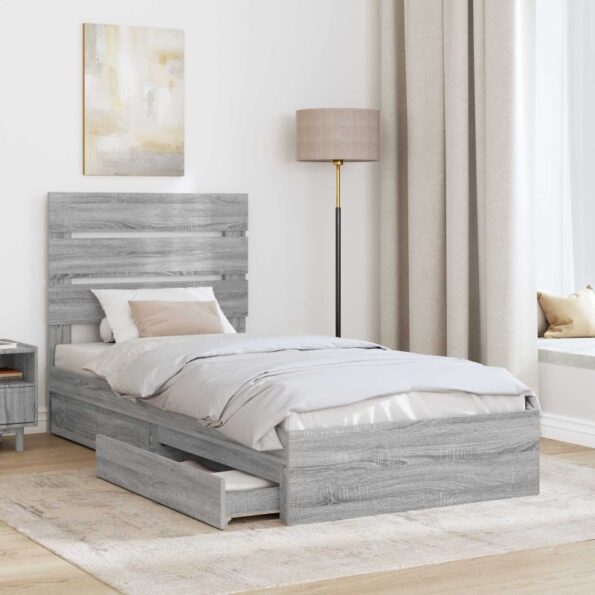 vidaXL Úložná posteľ Sivý Sonoma 90 x 200 cm Kompozitné drevo – Obrázok 3