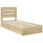 vidaXL Úložná posteľ Sonoma dub 90 x 190 cm Kompozitné drevo – Obrázok 4