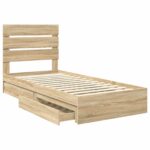 vidaXL Úložná posteľ Sonoma dub 90 x 190 cm Kompozitné drevo – Obrázok 5