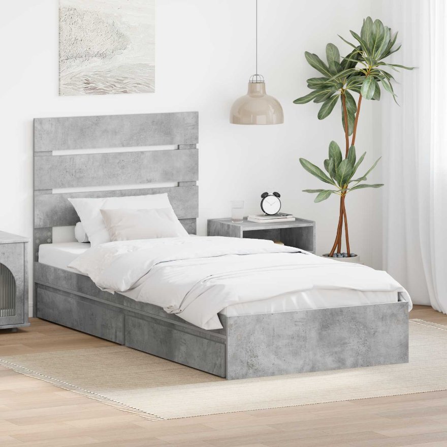 3411935_1.jpg vidaXL Úložná posteľ Betónová šedá 70 x 190 cm Kompozitné drevo – Obrázok 1