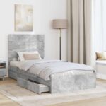 vidaXL Úložná posteľ Betónová šedá 70 x 190 cm Kompozitné drevo – Obrázok 3