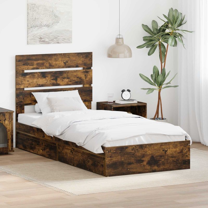 3411936_1.jpg vidaXL Úložná posteľ Dymová dub 70 x 190 cm Kompozitné drevo – Obrázok 1