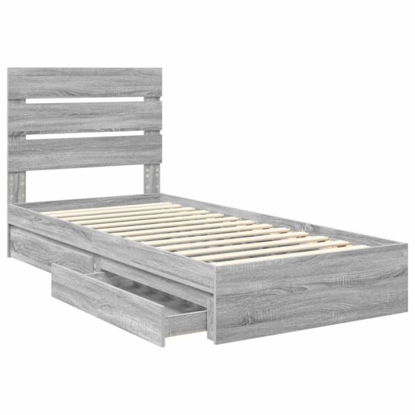 vidaXL Úložná posteľ Sivý Sonoma 70 x 190 cm Kompozitné drevo – Obrázok 5