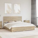 vidaXL Rám postele Sonoma dub 200 x 200 cm Kompozitné drevo