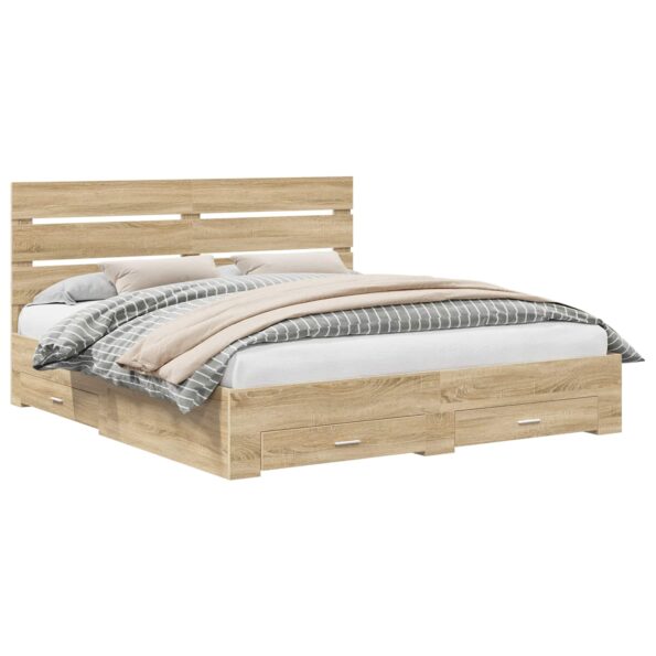 vidaXL Rám postele Sonoma dub 200 x 200 cm Kompozitné drevo – Obrázok 2