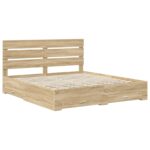 vidaXL Rám postele Sonoma dub 200 x 200 cm Kompozitné drevo – Obrázok 4