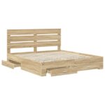 vidaXL Rám postele Sonoma dub 200 x 200 cm Kompozitné drevo – Obrázok 5