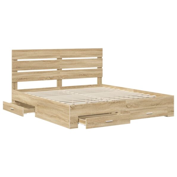 vidaXL Rám postele Sonoma dub 200 x 200 cm Kompozitné drevo – Obrázok 5