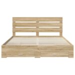 vidaXL Rám postele Sonoma dub 200 x 200 cm Kompozitné drevo – Obrázok 8