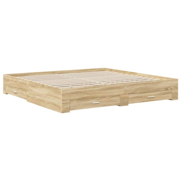 vidaXL Rám postele Betónová šedá 200 x 200 cm Kompozitné drevo – Obrázok 6