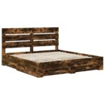 vidaXL Rám postele Dymová dub 200 x 200 cm Kompozitné drevo – Obrázok 4